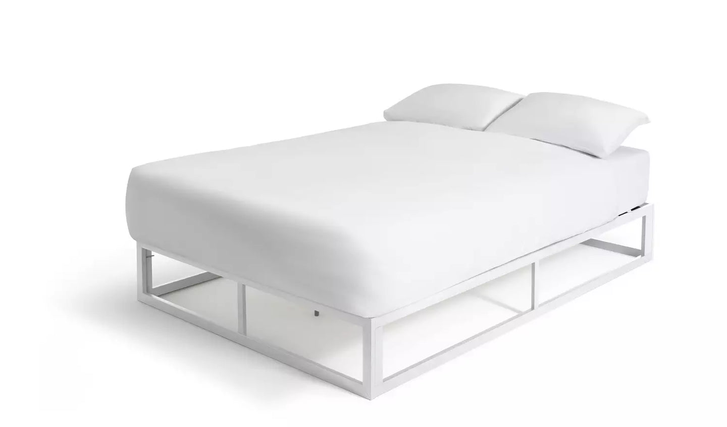Assembled Habitat Platform Double Metal Bed Frame - White
